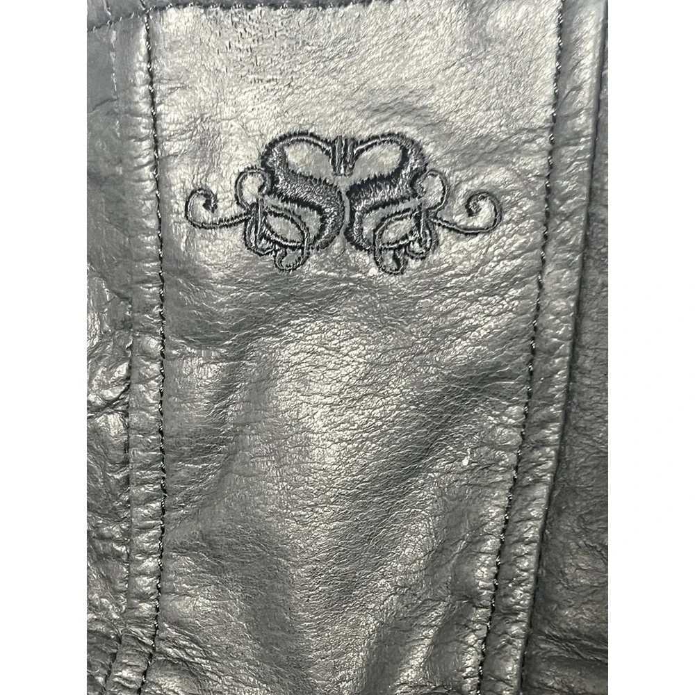 Speed And Strength Hell's Belles Leather Hoodie Vest Women's LARGE Black - Picture 8 of 11